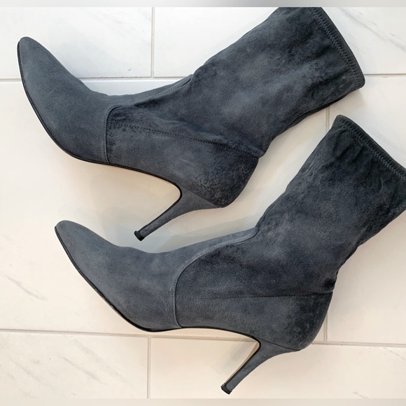 Stuart Weitzman Blue/Dark Gray Suede Ankle Boots - Picture 3 of 16